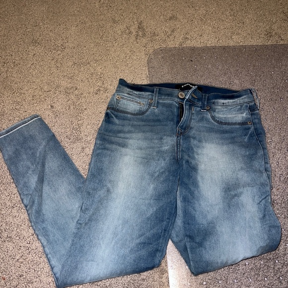 Express Mid Rise Light Wash Jean Leggings Stretch Plus - Picture 3 of 6